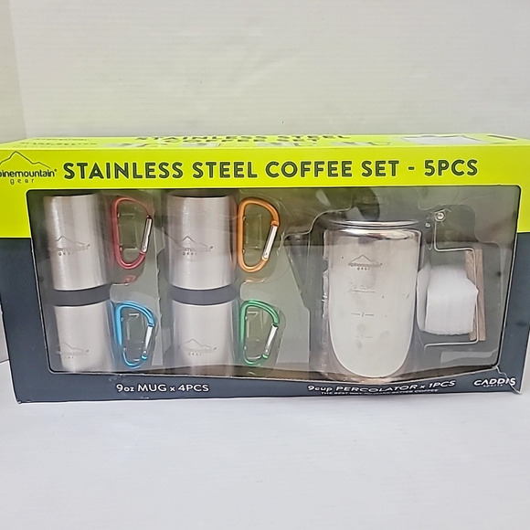 Alpine Mountain Gear 5 piece Stainless Steel Coffee Set 9 Cup Percolator Camping - Picture 2 of 9